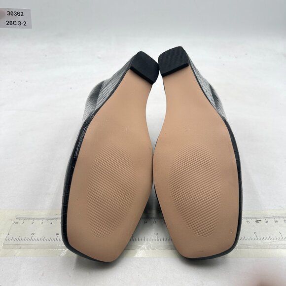 YDN Black Braid Pumps Wedge High Heels Square Toe Slip On Shoes Dressy Prom - Picture 7 of 8